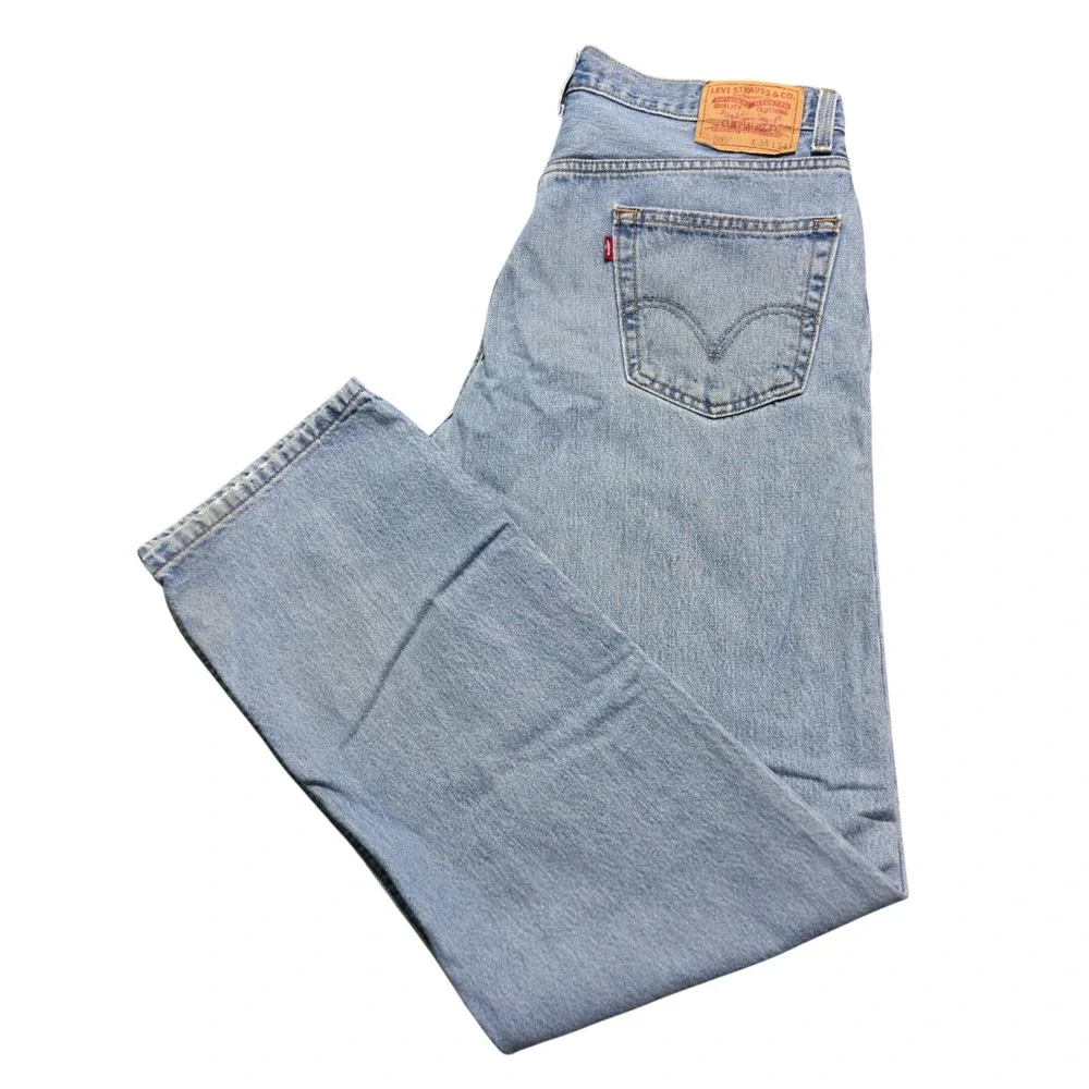 90s Vintage Distressed Straight Leg Jeans Mens 36x34 Blue Levis 505 Light Wash